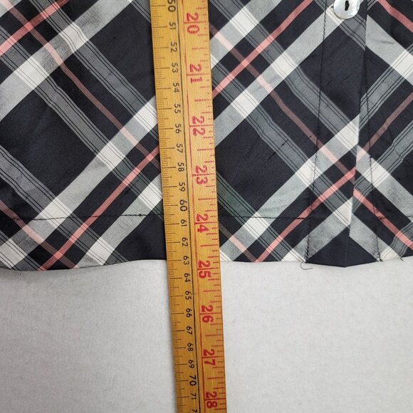 Rafael Womens Plaid Silk Button-Up Shirt Size 10 Black/Gray/Pink Long Sleeve - Picture 6 of 8